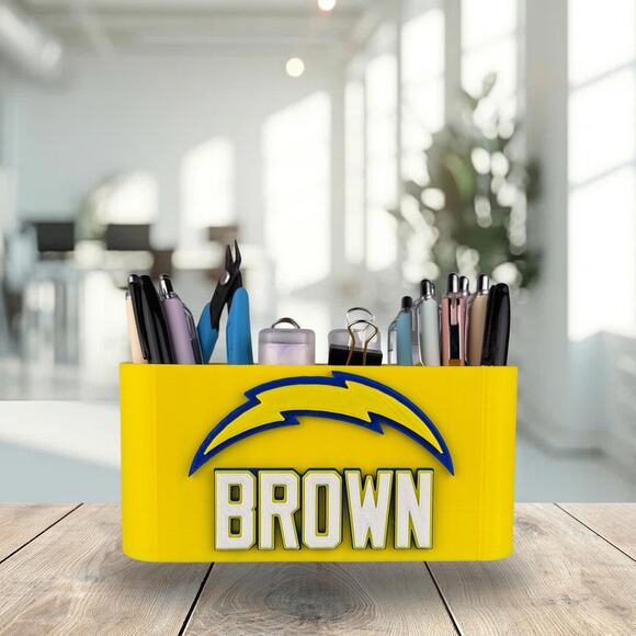 Personalized Los Angeles Chargers Desk Organizer, Custom Chargers Gifts - Picture 1 of 10